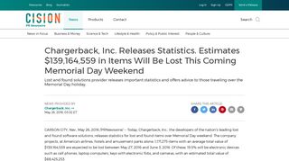 Chargerback, Inc. Releases Statistics. Estimates $139,164,559 in ...