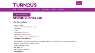 Turn2Us - Advice Finder - Charis Grants Ltd - Peterborough