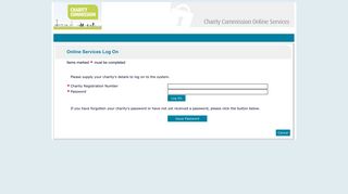 Charity Commission Online Services homepage
