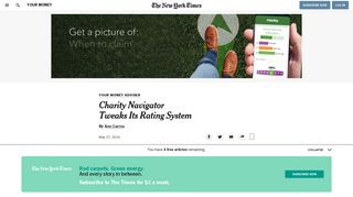 Charity Navigator Tweaks Its Rating System - The New York Times