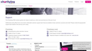 Contact details for existing clients - Charitylog