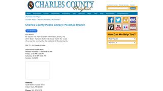 Charles County Public Library: Potomac Branch | www ...
