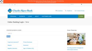 Online Banking Login – New – Charles River - Charles River Bank