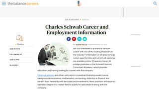 Charles Schwab Career and Employment Information