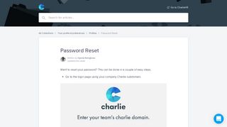 Password Reset | CharlieHR Help Center