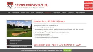 Memberships :: in Kent, South East Golf Course - Canterbury Golf Club