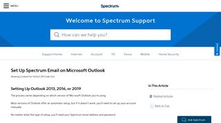 Set Up Spectrum Email on Microsoft Outlook General ... - Spectrum.net