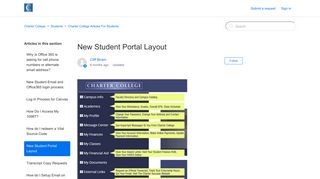 New Student Portal Layout – Charter College