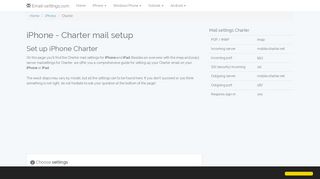 iPhone - Charter mail setup | Email settings