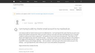 I am trying to add my charter email accou… - Apple Community ...