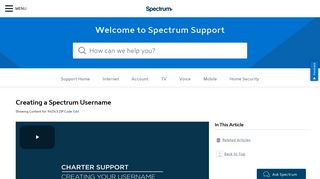 create a Spectrum username - Spectrum.net