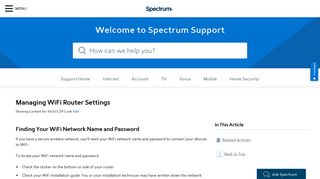 Managing WiFi Router Settings Securing your ... - Spectrum.net