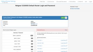 Netgear CG3000D Default Router Login and Password