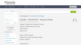 ACORN - TECHSTAFF - Password Reset - Powered by Kayako Fusion ...
