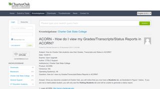 ACORN - How do I view my Grades/Transcripts/Status Reports in ...