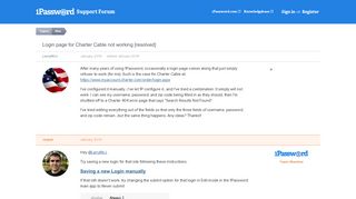 Login page for Charter Cable not working [resolved] - 1Password Forum