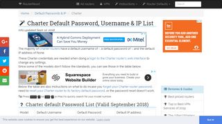 Charter Default Password, Login & IP List (updated September 2018 ...