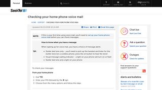 Checking your home phone voice mail - SaskTel