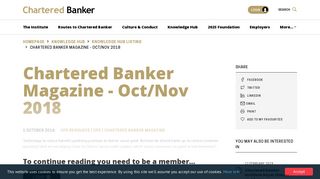 CBI | Chartered Banker Magazine - Oct/Nov 2018