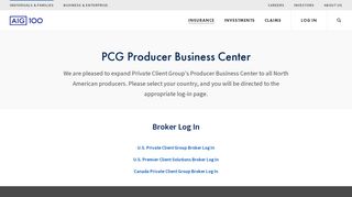 PCG Producer Business Center Country Selector - Insurance from AIG ...