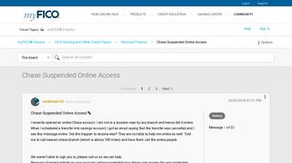 Chase Suspended Online Access - myFICO® Forums - 5211926
