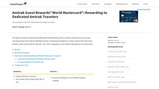 Amtrak Guest Rewards® World Mastercard®: Rewarding to Dedicated ...
