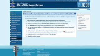 State of Rhode Island: Office of Child Support Services Kids Card