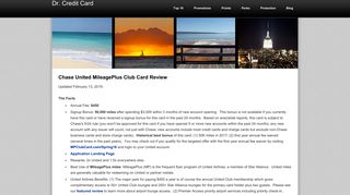 Chase United MileagePlus Club Card Review - Dr. Credit Card