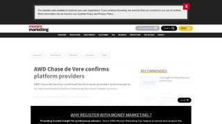 AWD Chase de Vere confirms platform providers - Money Marketing