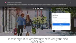 Verify Receipt of your Credit Card | Credit Cards - Chase.com