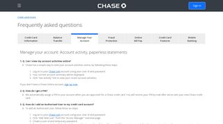 FAQ Manage Your Account: Account Activity ... - Chase Credit Cards