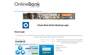 Chase Bank Online Banking Login - Online Bank Directory
