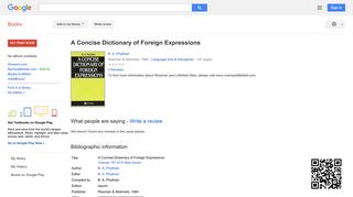 A Concise Dictionary of Foreign Expressions
