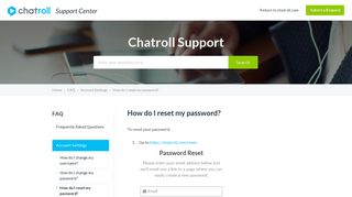 How do I reset my password? — Chatroll Support