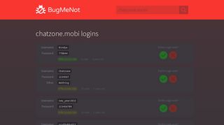 chatzone.mobi passwords - BugMeNot