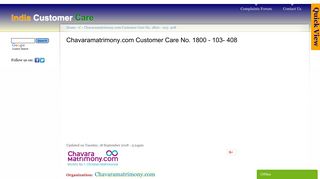 Chavaramatrimony.com Customer Care No. 1800 - 103- 408 | India ...
