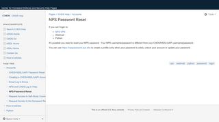 NPS Password Reset - CHDS Help - NPS Wiki