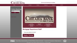 Cheaha Bank > Services > Mortgage Loans > Mortgage Department ...