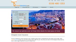 Cheap Travel Insurance from Travelinsurance.co.uk