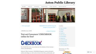 Test out Consumers' CHECKBOOK online for free! | Aston Public Library