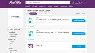 5% Off Check Depot Coupon, Promo Codes - RetailMeNot