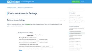 Customer Accounts: Settings – Checkfront Support