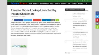 Reverse Phone Lookup Launched by Instant Checkmate - NewsBlaze ...