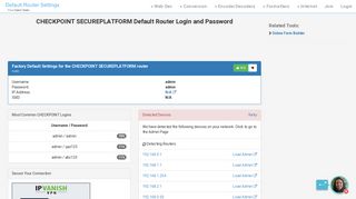CHECKPOINT SECUREPLATFORM Default Router Login and ...