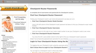 Checkpoint Router Passwords - Port Forward