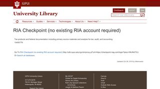 RIA Checkpoint (no existing RIA account required) | University Library