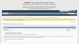 Checkpoint User Center explained? - CPUG