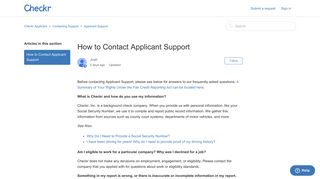 How to Contact Applicant Support – Checkr Applicant