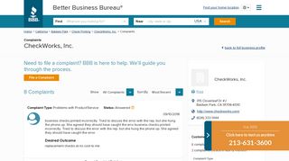 CheckWorks, Inc. | Complaints | Better Business Bureau® Profile