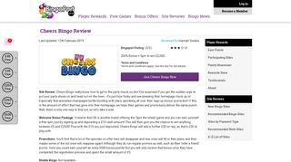 Cheers Bingo Player Reviews and Exclusive Offers - BingoPort